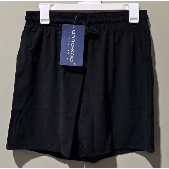 Anna Kaci Men's Lightweight Black Athletic Training Drawstring Shorts -- Medium - Picture 1 of 5